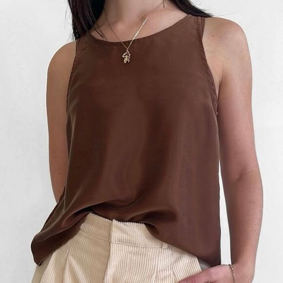 Natalie Busby Silk Essential Tank and Boxer Short Set in Nutmeg - XS - Picture 4 of 4